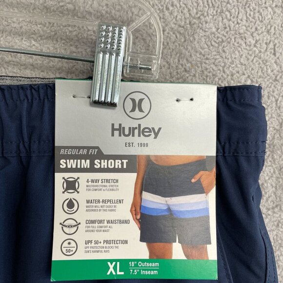 NEW Hurley Men's XL Navy Swim Shorts 4-Way Stretch Water-Repellent UPF 50 - Picture 4 of 6